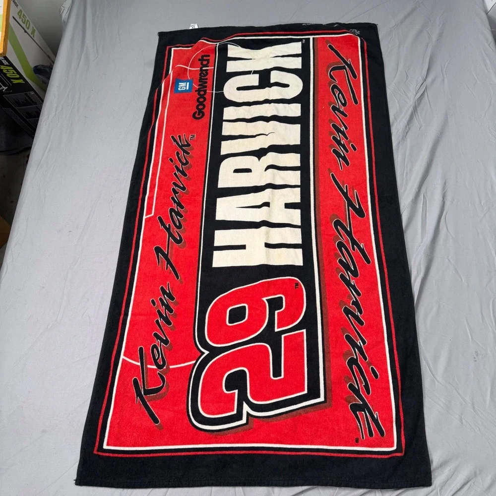 Vintage Kevin Harvick 29 GM Goodwrench NASCAR Beach Towel Red Black 100% Cotton